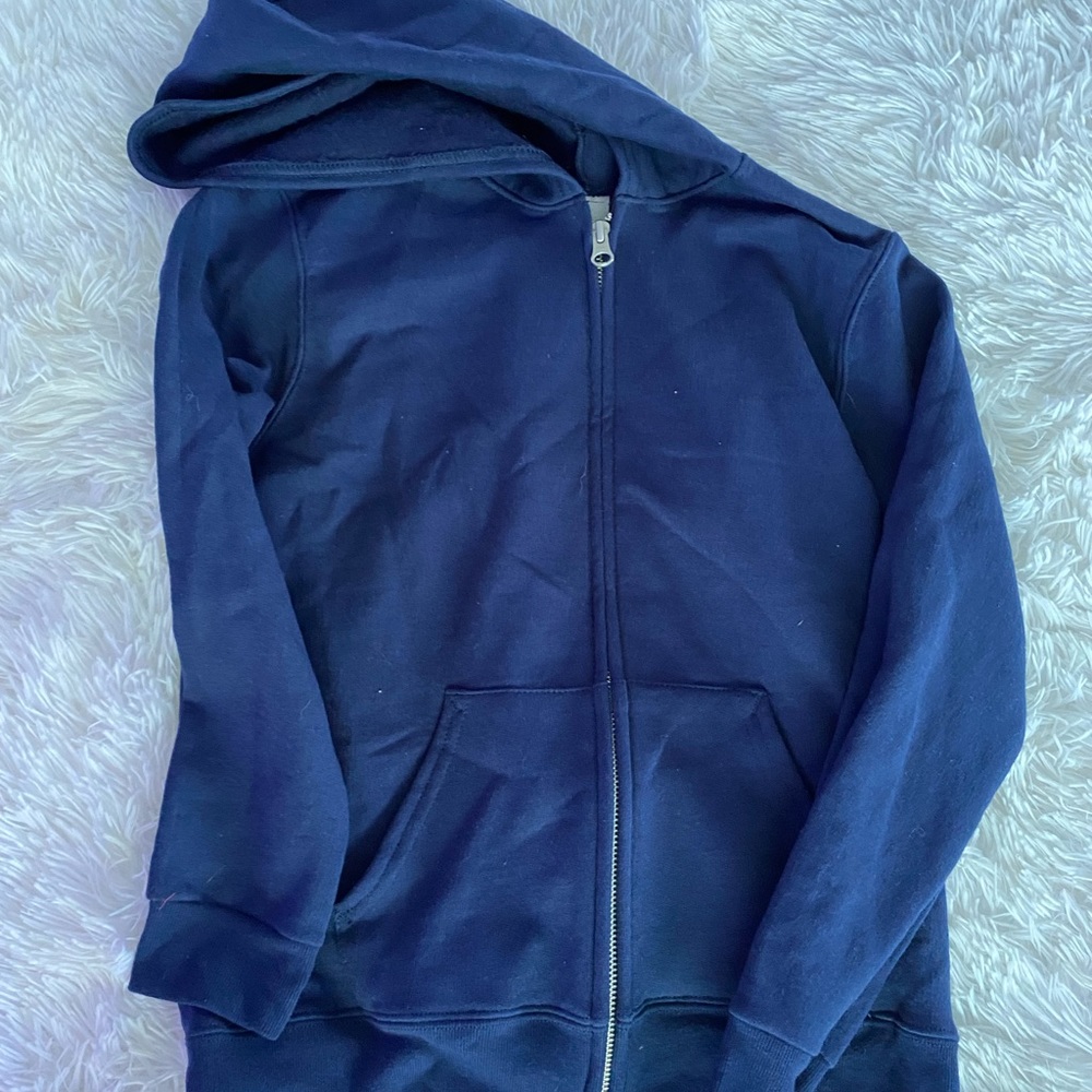 blue zip up jacket